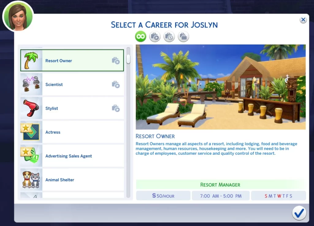 Sims 4 Resort Owner Career