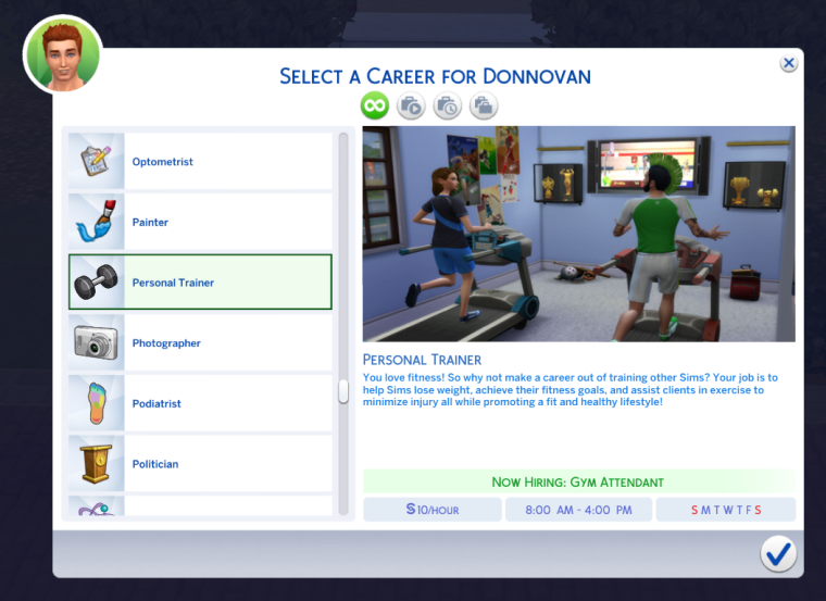 Sims 4 Personal Trainer Career