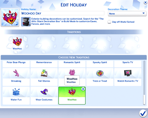 Sims 4 WooHoo Holiday Tradition