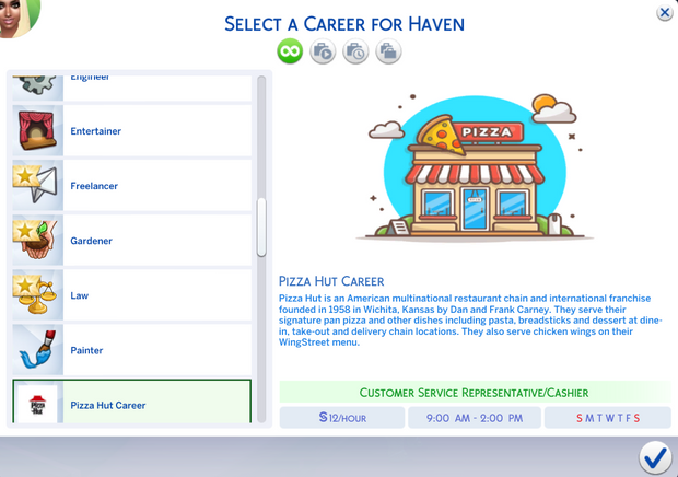 Sims 4 Pizza Hut Career 