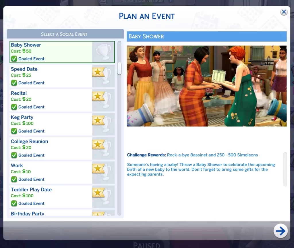 Sims 4 Baby Shower Event 