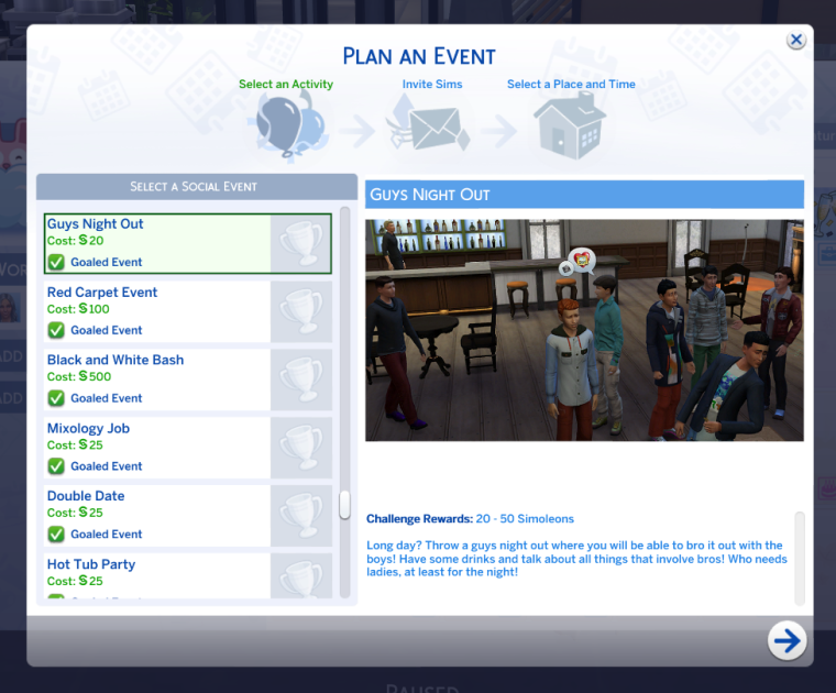 Sims 4 Guys Night Out Event