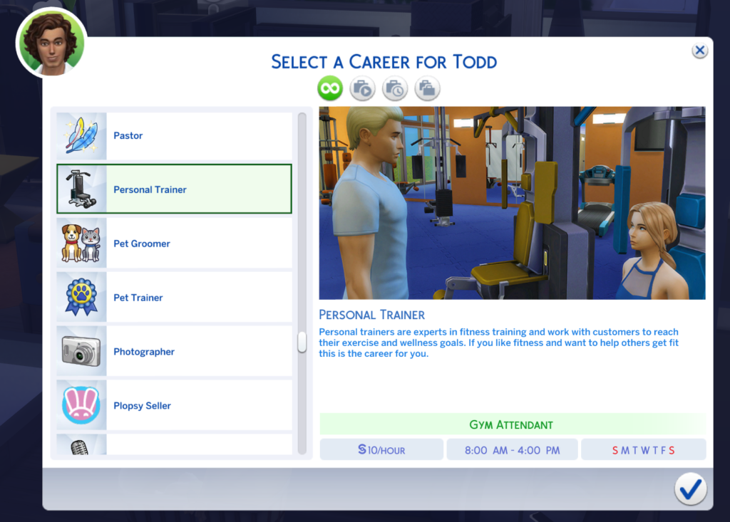 Sims 4 Personal Trainer Career 