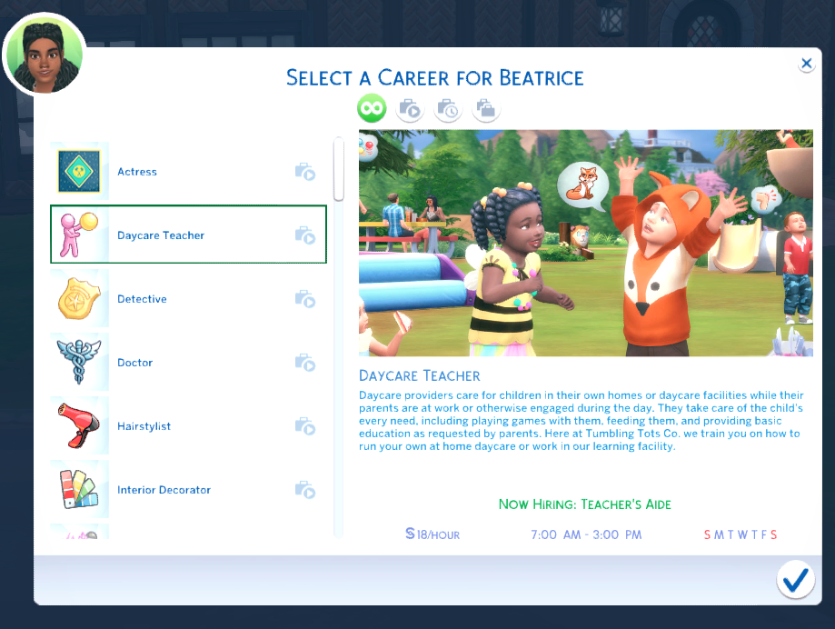 Sims 4 Active Daycare Career 